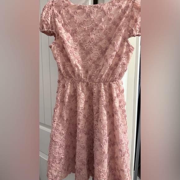 Charming Pink Rosette/Lace Dress - Picture 3 of 3